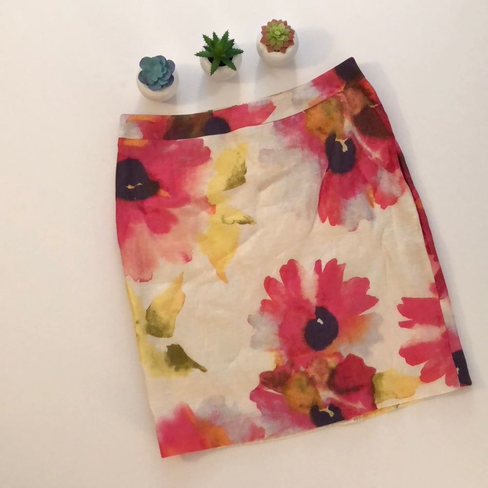 Loft Floral Print Pencil Skirt